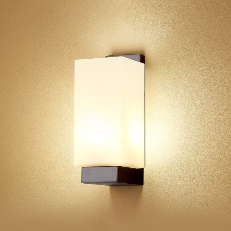Estilo contemporáneo Luces de apliques de pared geométrica madera y vidrio 1 lámpara de luz