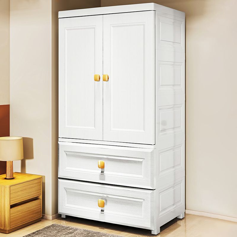 Contemporary Style Wardrobe Armoire Plastic Wardrobe Closet with Drawer and Door