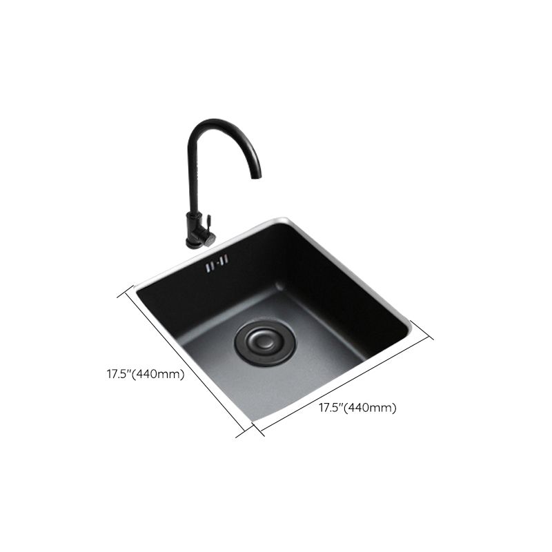 Black Stainless Steel Sink Single Bowl Undermount Sink with Basket Strainer