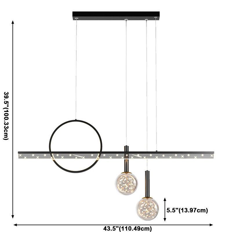 Moderne Kugel Island Beleuchtung Metal 4 Light Island Pendelleuchte in Schwarz