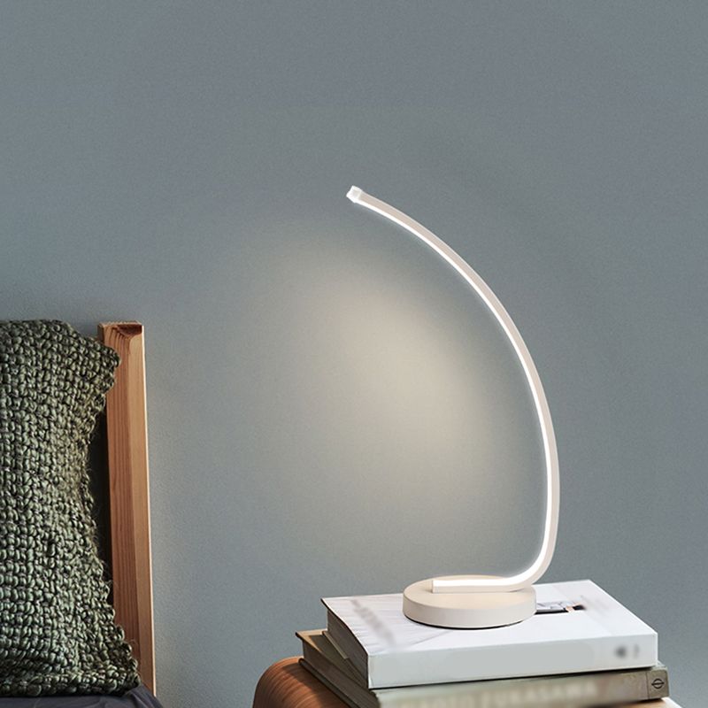 Bent Bedroom Reading Task Light Metal Modern Style LED Night Table Lighting in Black/White