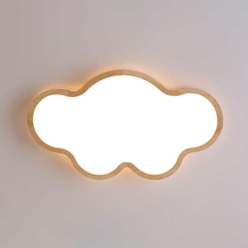 Geometry Shape LED Ceiling Lamp Modern Wood 1 Light Flush Mount for Children's Room
