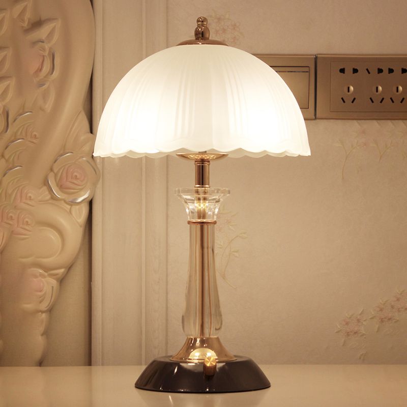 Glass Hemisphere Nightstand Lamp Minimalist 2-Light Table Light for Bedroom