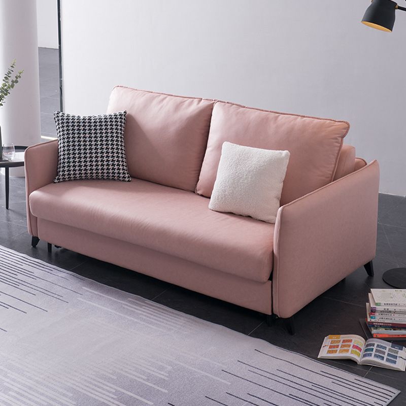 Solid Color Sofa Bed Leather Sofa Square Arm Sofa Bed for Apartment