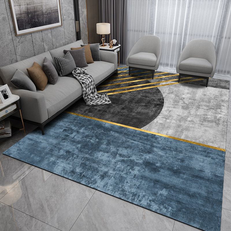 Distressed Graphic Print Rug Polyester Carpet Non-Slip Backing Indoor Rug for Living Room
