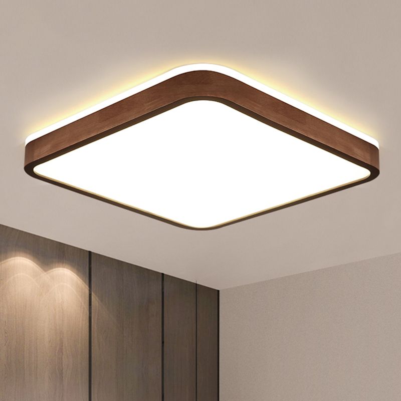 Bruine geometrische inbouwplafondlamp Minimalistische LED houten inbouwverlichting voor slaapkamer