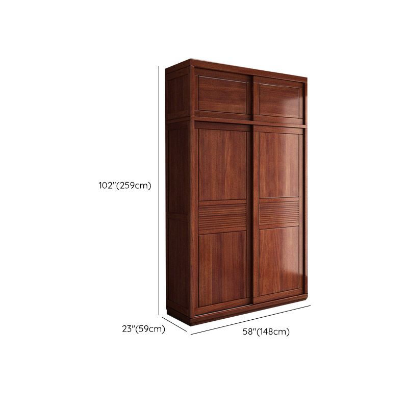 Contemporary Style Wardrobe Armoire Solid Wood Wardrobe Closet with Doors and Drawer