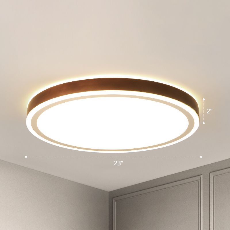 Bruine geometrische inbouwplafondlamp Minimalistische LED houten inbouwverlichting voor slaapkamer