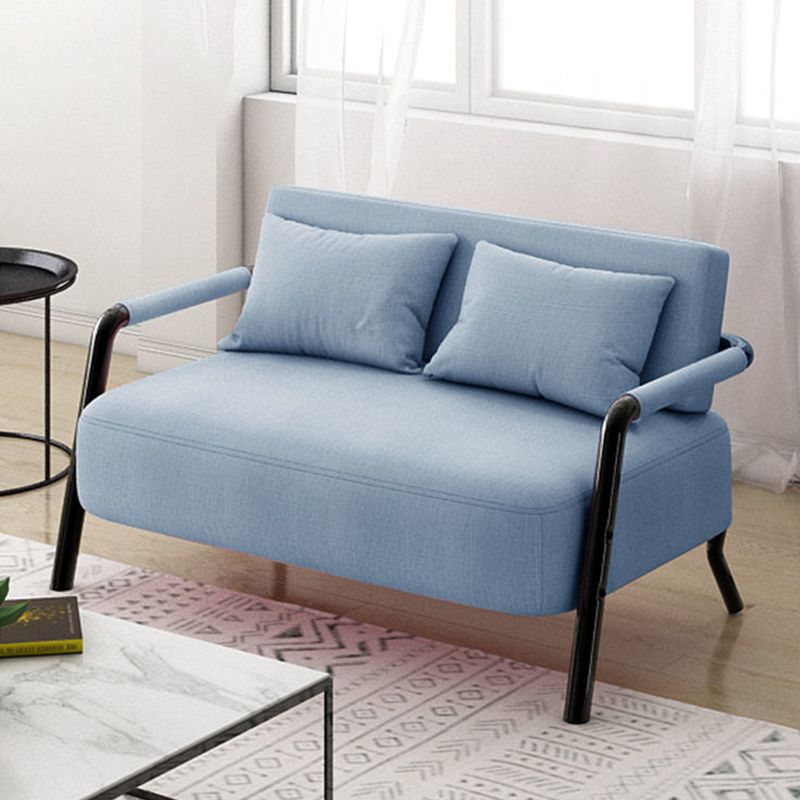 Contemporary Sofa with 2 Pillows Standard Square Arm Black Sofa