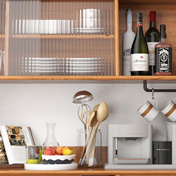 Contemporary Multi-shelf Storage Cabinet Glass Doors Buffet Cabinet for Dining Room