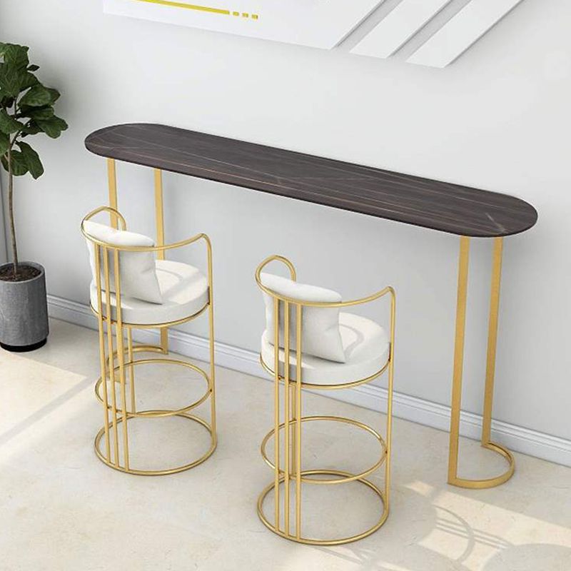 Glam Pub Table Oval Bar Height Double Pedestal Bar Table for Indoor