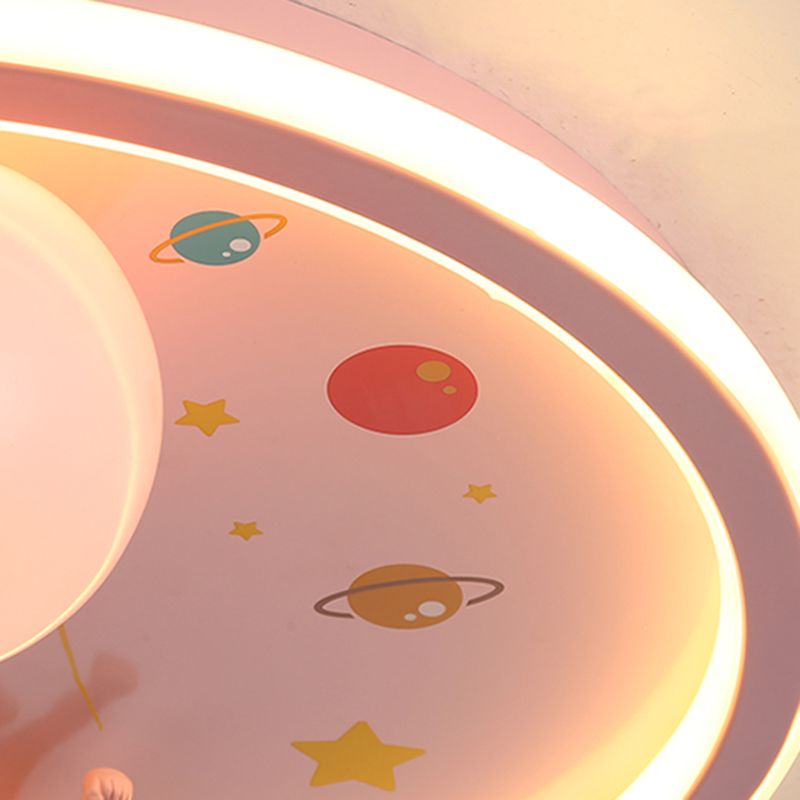 Luz de techo empotrada redondeada creativa de 1 luz de montaje empotrado LED rosa para dormitorio