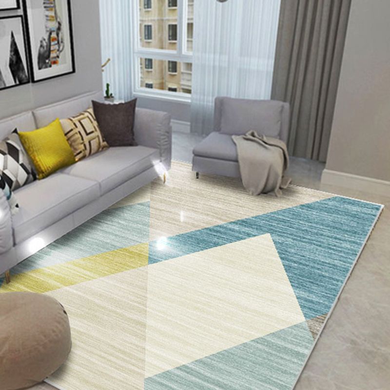 Comfort Geometric Printed Rug Multicolored Polyster Area Carpet Anti-Slip Backing Stain-Resistant Indoor Rug for Living Room