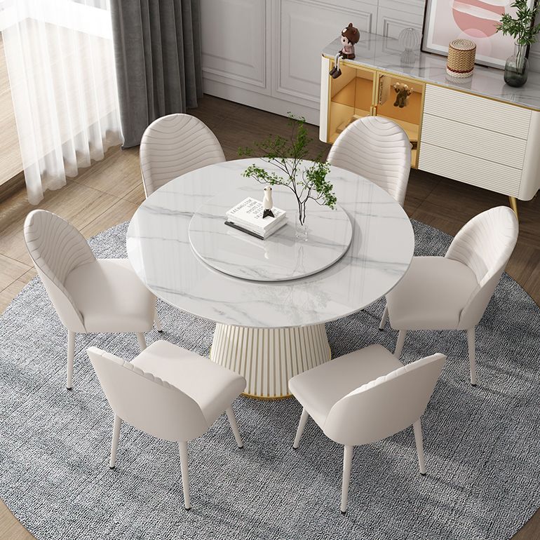 Modern Style Dining Table Round White Sintered Stone Dining Table for Home Use