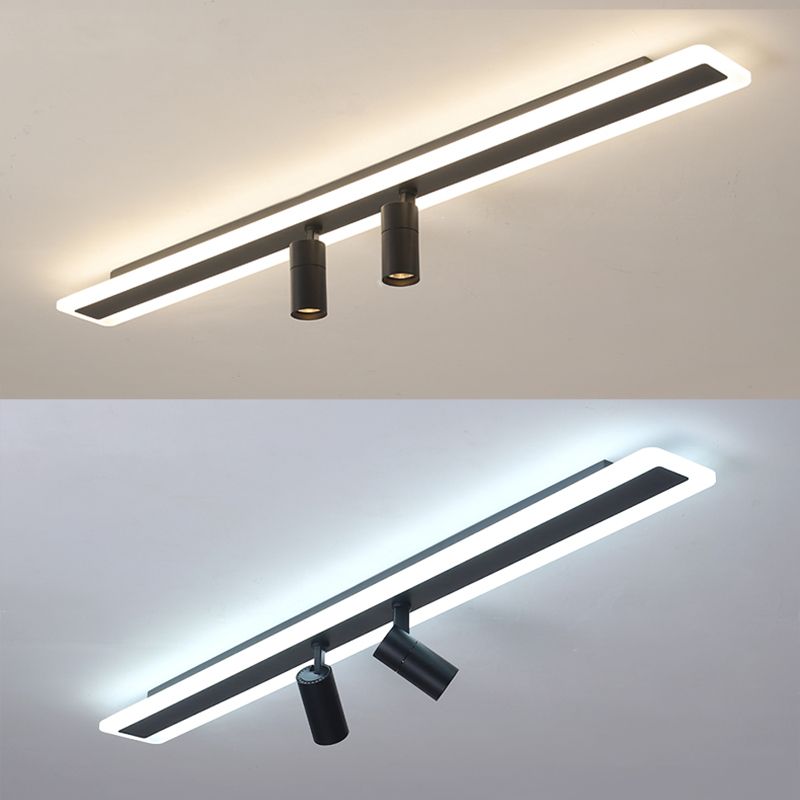 Tira de acrílico rectangular LED de montaje semi empotrado en luz de techo de metal de estilo conciso moderno para lugares comerciales