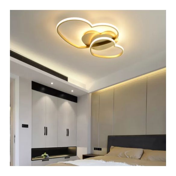 Heart Ceiling Light Fixture Minimalist Style Metal LED Bedroom Semi Flush Mount Light