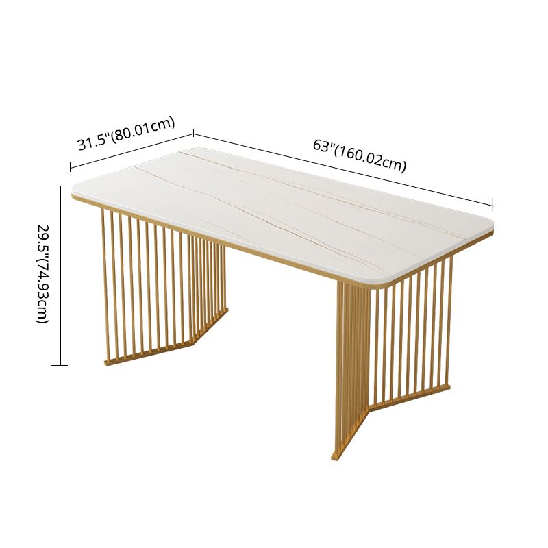 Scandinavian Sintered Stone Dining Room Furniture with Double Pedestal Table Dining Table Sets