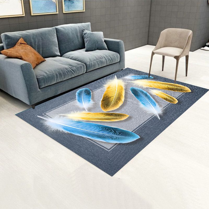 Gold Simplicity Rug Polyester Feather Rug Washable Rug for Living Room
