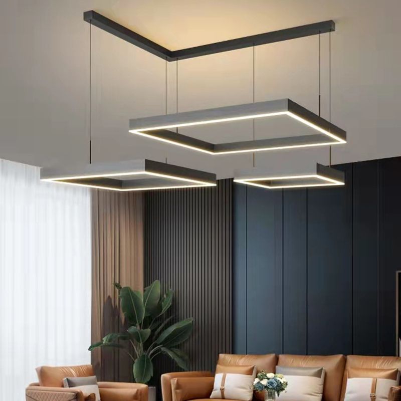 Multi luces lámparas colgantes de vidrio de estilo colgante cuadrado en negro