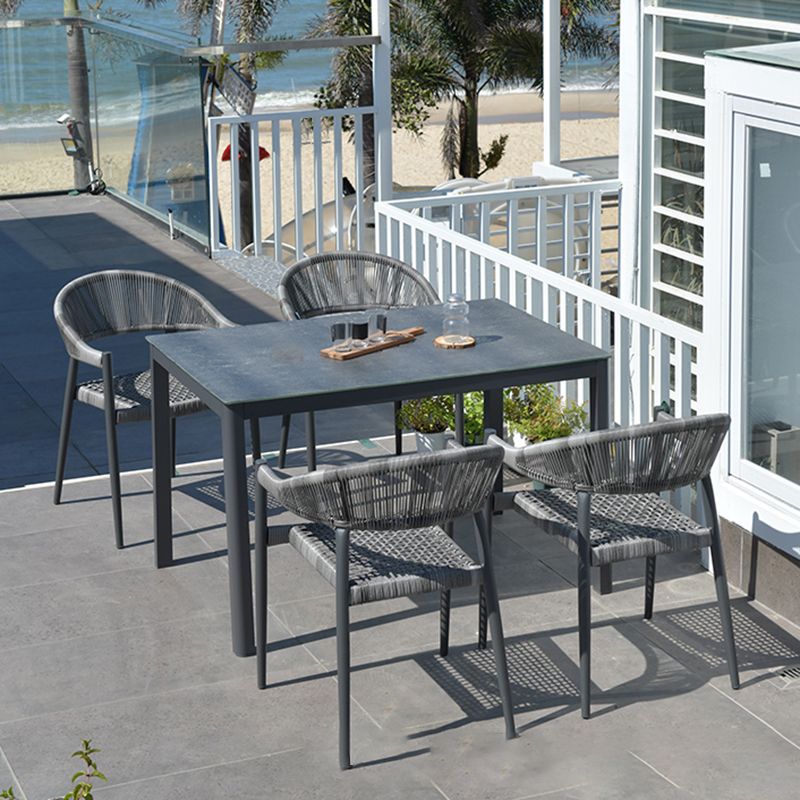 Gray Metal Industrial Dining Table Water Resistant Dining Table