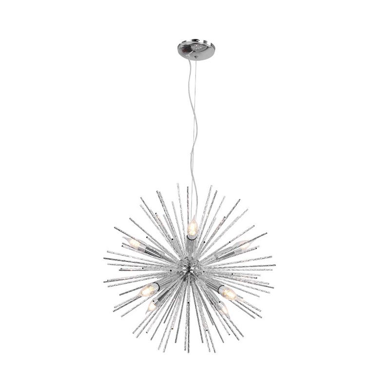 Minimalist Hedgehog Chandelier Metal Living Room Hanging Light Fixture with Carved Design
