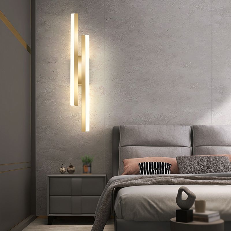 Modernism Golden/Black 2-Light Wall Mounted Sconce Linear LED Wall Light