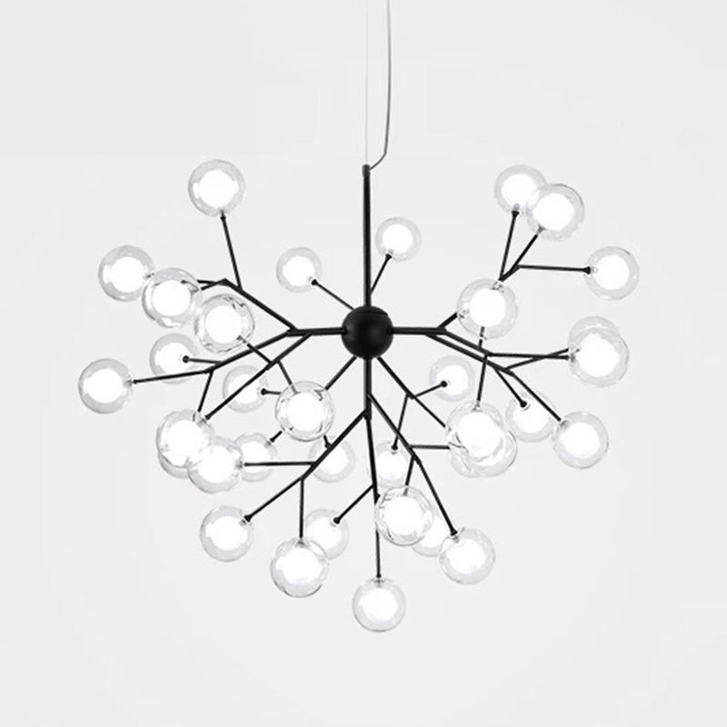 Clear Glass Firefly LED Suspension Light Nordic Style Chandelier Lighting for Living Room