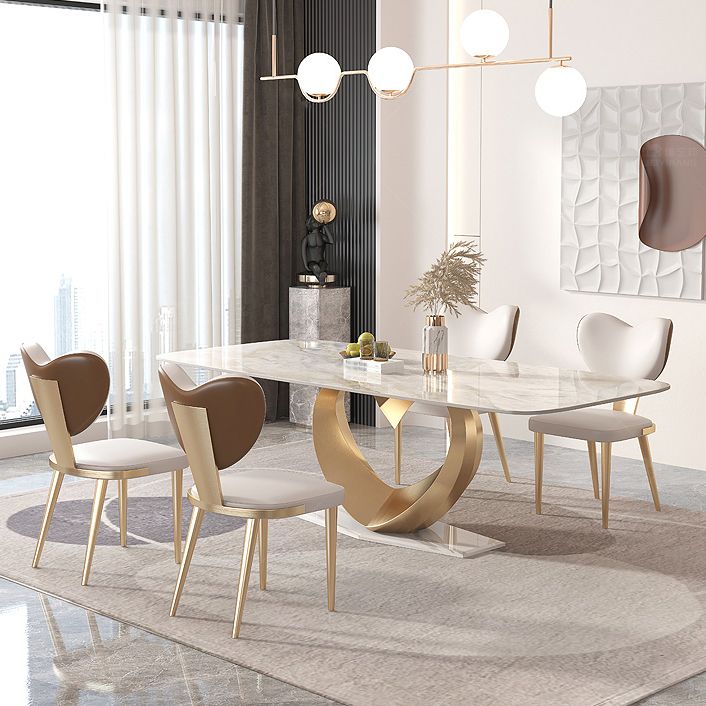 1/4/5/7/9 Pieces Dining Chairs Set  Sintered Stone Dining Table Set Rectangle Table