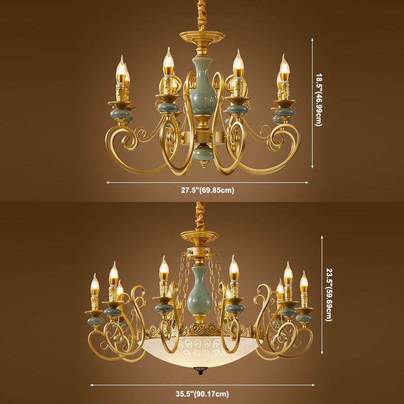 Traditional Style Suspension Pendant Light with Candle Metal Multi Light Pendant