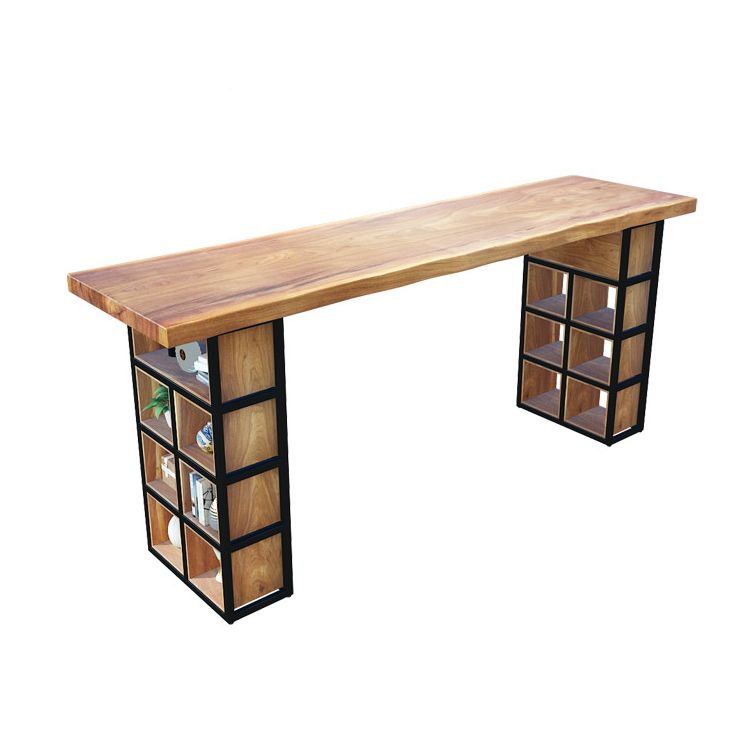 Industrial 1/2/9 Pieces Solid Wood Bar Table Set Fixed Counter Set for Home Use