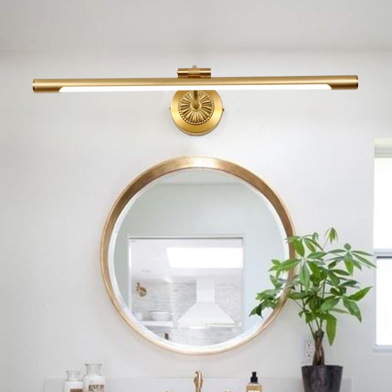 1-Light Linear Shade Wall Sconce Post-Modern Simple Style Mirror Wall Lighting in Gold