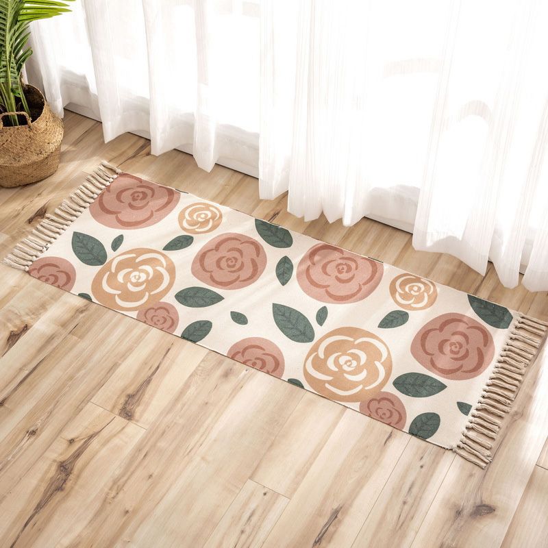 Nostalgia Tribal Pattern Rug Multi Colored Synthetics Area Rug Pet Friendly Easy Care Carpet with Fringe for Bedroom