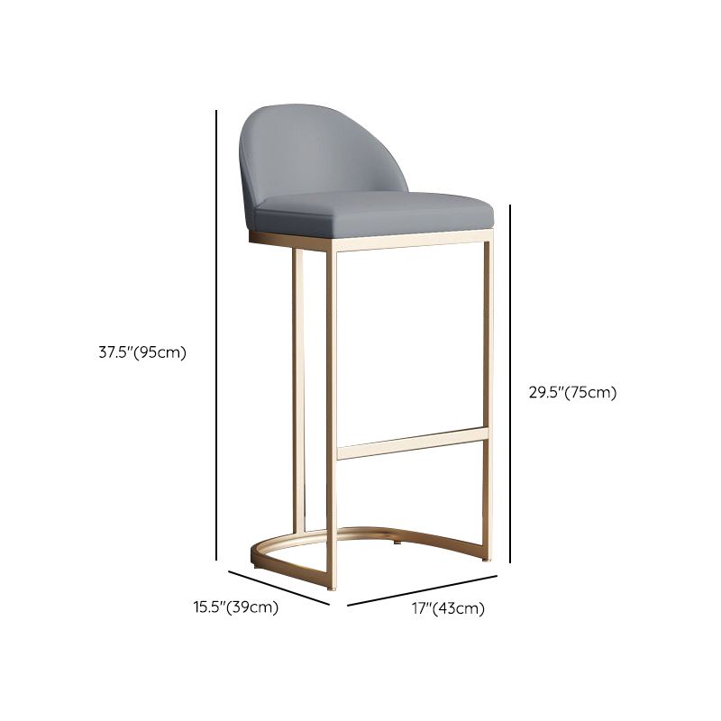 Glam Bucket Dining Stools Low Back Bar Stools with Gold Metal Base