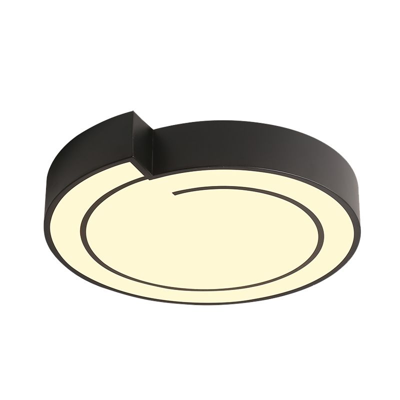 White/Black Round Ceiling Flush Minimalist 18"/21.5" W LED Metal Flush Mount Fixture in Warm/White Light