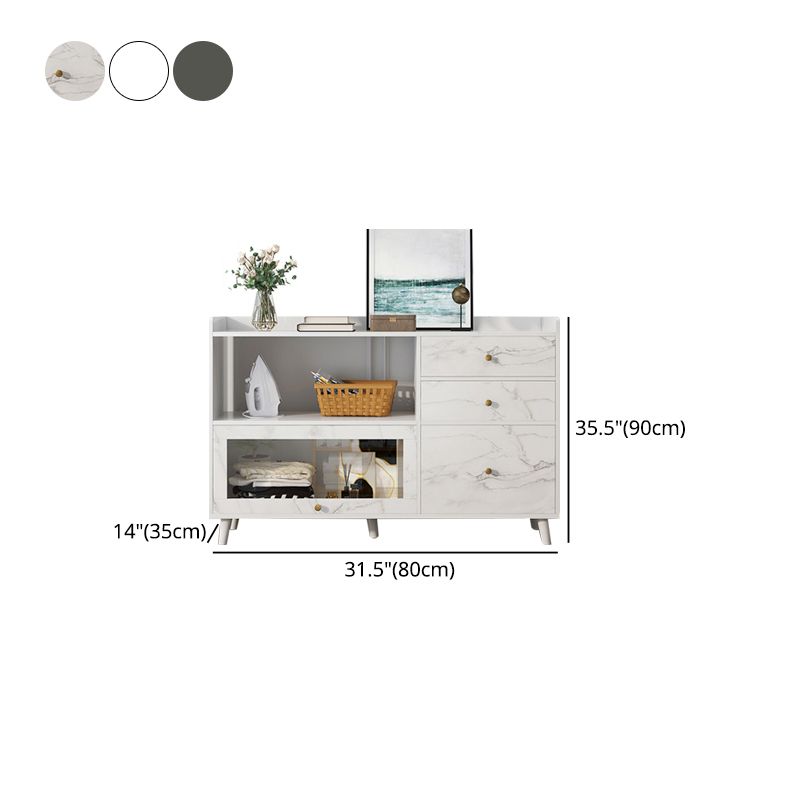 Bracket Legs Accent Cabinet with Drawers and Doors Cabinet for Living Room
