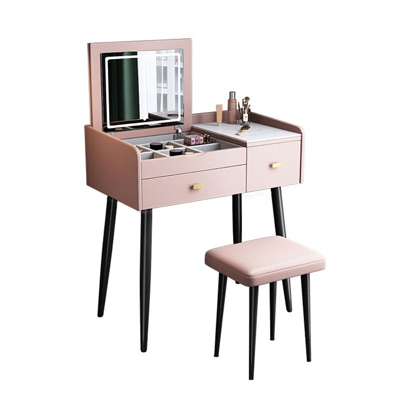 Contemporary Vanity Desk 2- Drawer Slate Top Table Makeup Vanity
