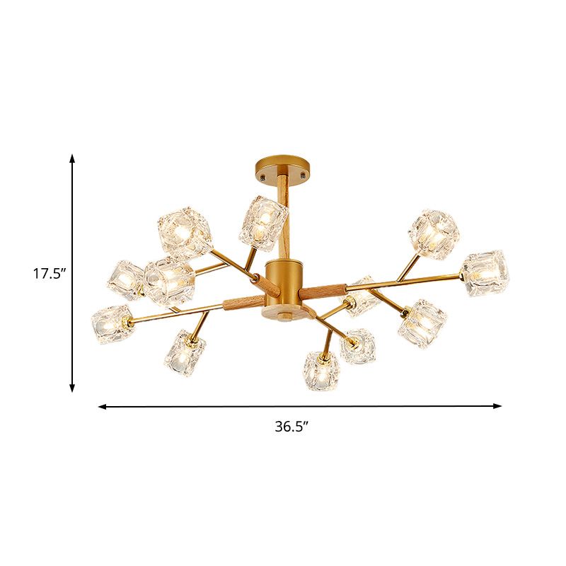 Gold/Grey Branch Chandelier Lamp Modernism Crystal 8/12 Bulbs Hanging Light Fixture