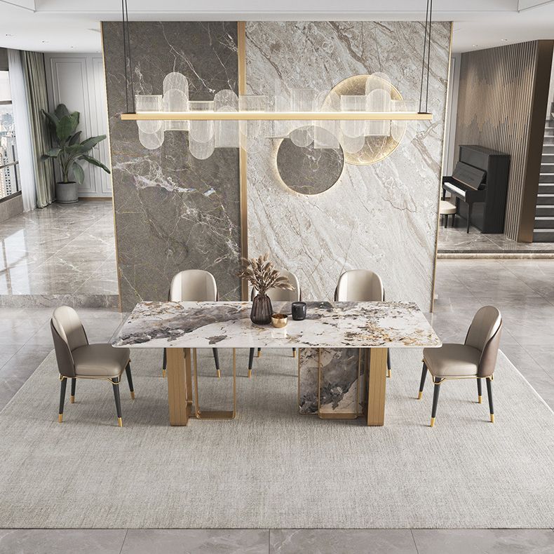 Nordic Glam Rectangle Sintered Stone Table Set 1/4/5/6/8 Pieces Dining Set
