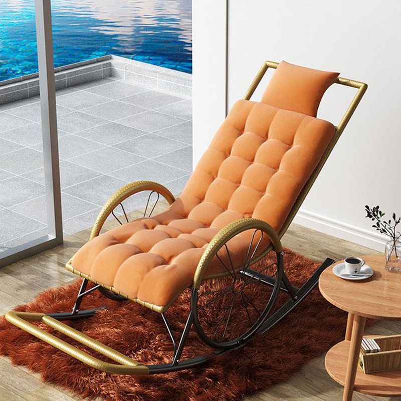 Modern Wicker Rocking Chair Brown Water Resistant Rocker for Living Room