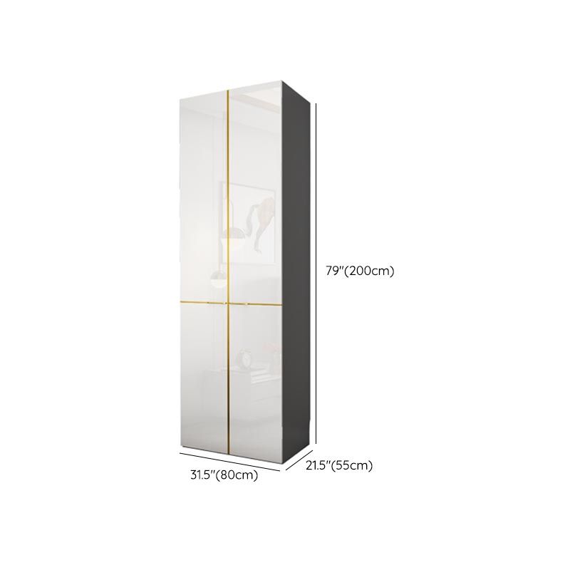 Modern Rectangle Wardrobe Cabinet Wooden White Cabinet with Clothes Rail