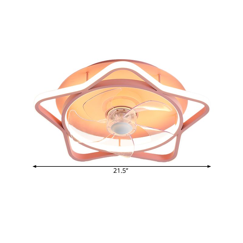 5 cuchillas redondas/forma estrella de la habitación del niño LED LED acrílico LED contemporar Semi Flush Monte, 18 pulgadas de diámetro