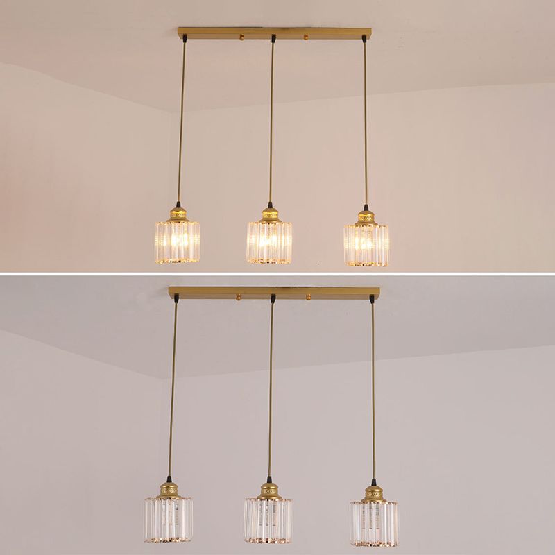 3 luci cilindri multiple lampada a sospensione di vetro a coste industriale luce con cavo sospeso per il ristorante
