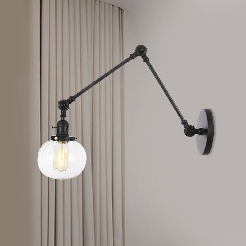 Globe Clear/Bamernglas Wandmontage Lighting Vintage 1 Leichte Innenleuchte in Messing/Chrom/Schwarz mit verstellbarem Arm, 8 "+8"/8 "+8" +8 "l