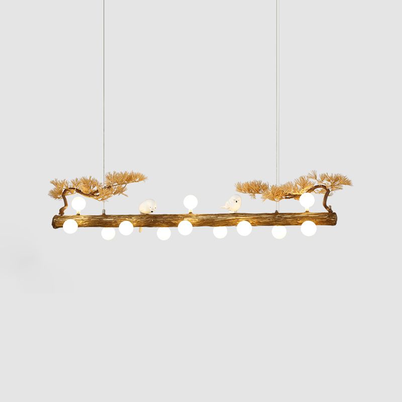 Lámpara de colgante de restaurante de liso de lámpara de resina moderna con sombra de vidrio blanco