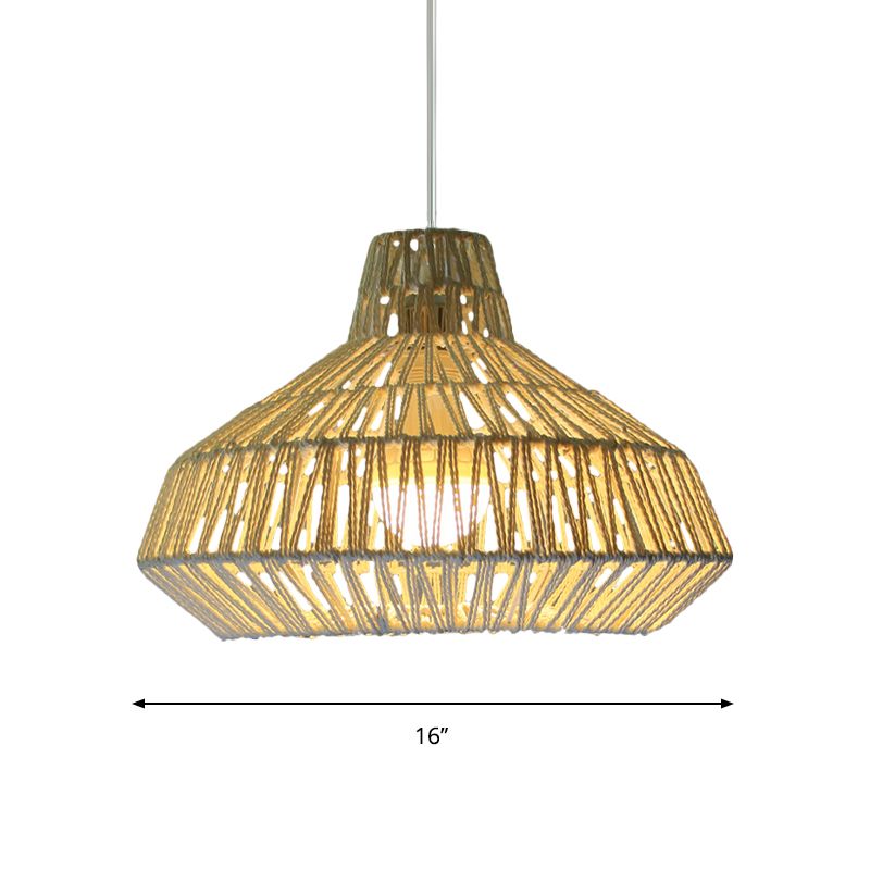 1 cabezal sala de estar lámpara colgante tradicional beige techo ligero con sombra de papel urna