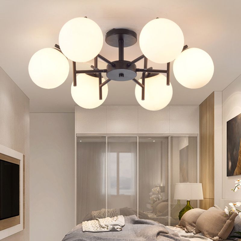 Black Ceiling Mounted Fixture Simple Globe Glass Living Room Ceiling Light