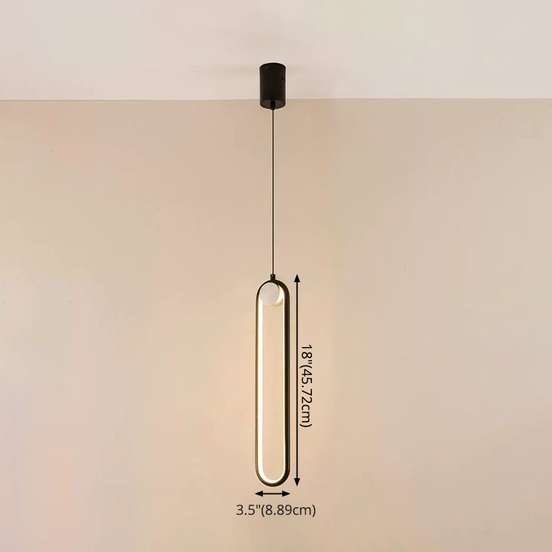 Minimalism Metal LED Hanging Ceiling Light 1-Light Linear Ceiling Pendant Light