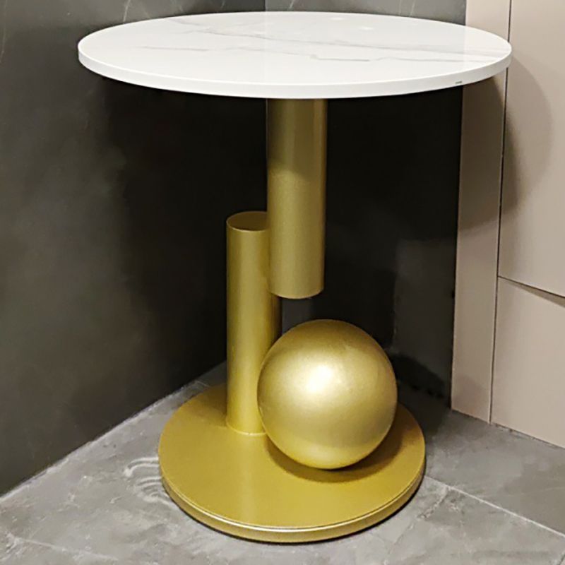 Pedestal Gold/black Metal Pedestal Design Rock Sheet Top Round Side Table