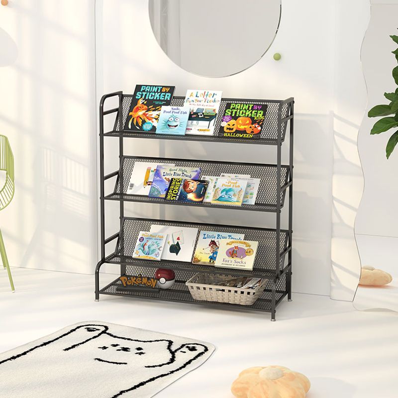 Scandinavian 4 Shelves Bookshelf Standard Metal Open Back Bookcase