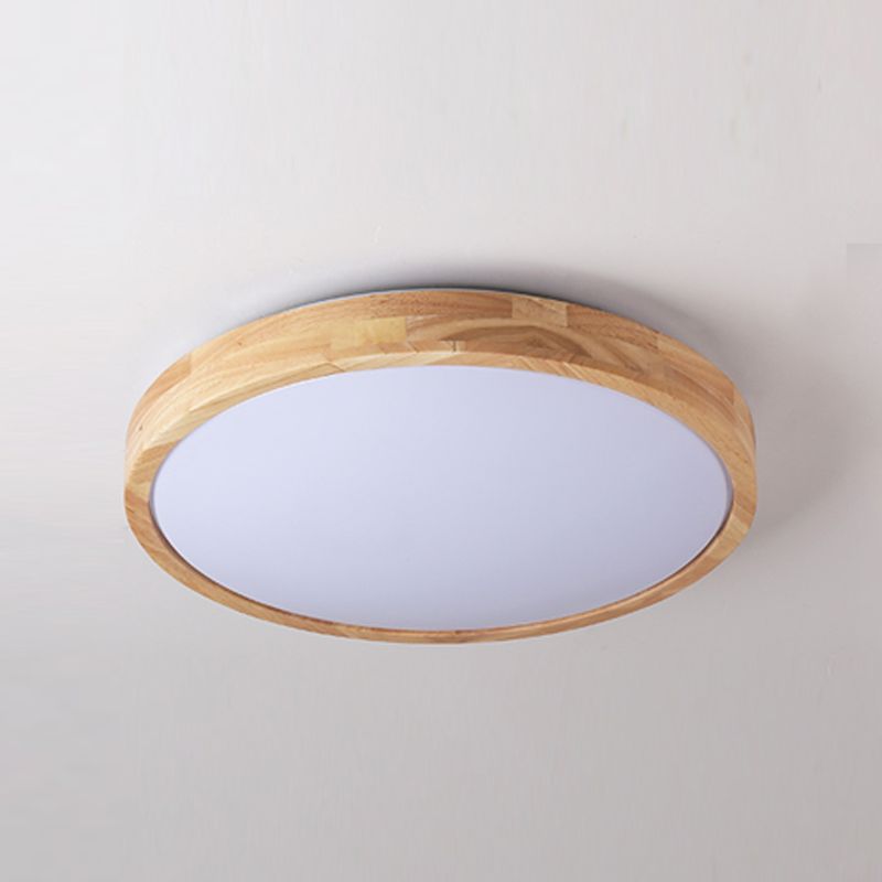 Luminaires de plafond affleurants contemporains en bois ronds montés au plafond